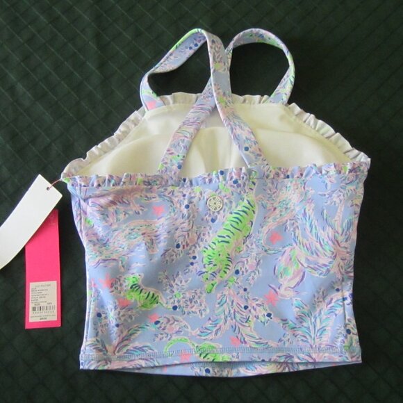 NWT LILLY PULITZER Women's Letitia Bra Tank UPF 5 XXS Blue Peri Removable Pads - Picture 3 of 11